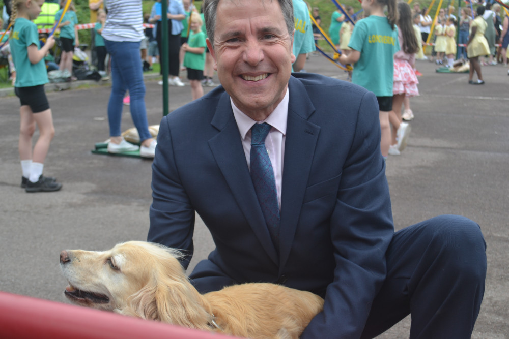 The Metro Mayor judged the may dancing, with help from his dog Angel The Metro Mayor judged the may dancing, with help from his dog Angel