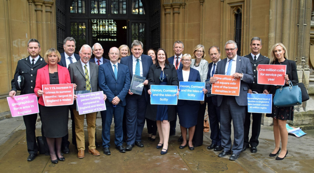 Police and Crime Commissioner Alison Hernandez’s Devon and Cornwall delegation present Policing Minister Kit Malthouse with a dossier of evidence for additional funding