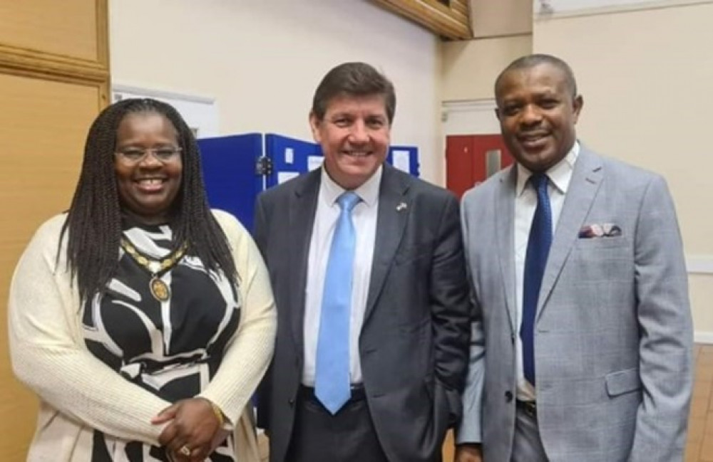 Stephen Metcalfe with Cllr Yetunde Adeshile and Dr Chukwudi Ukpaka of the Basildon Side by Side Organisation.