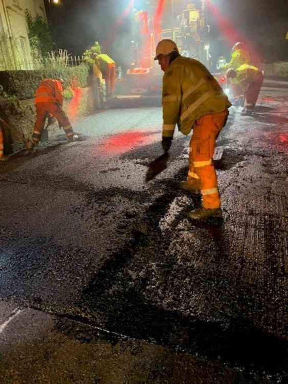 Resurfacing work in Wedmore last night