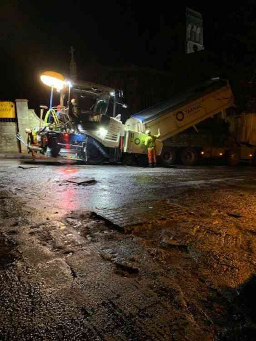 Resurfacing work in Church Street last night