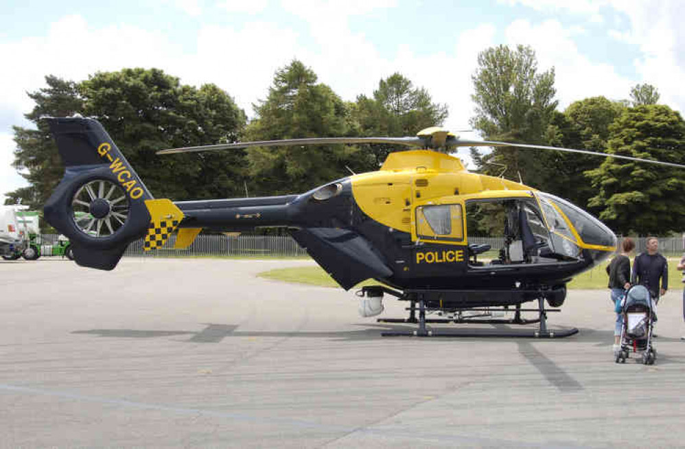 The police helicopter was used in the skies above Cheddar last night (Photo: Arpingstone)