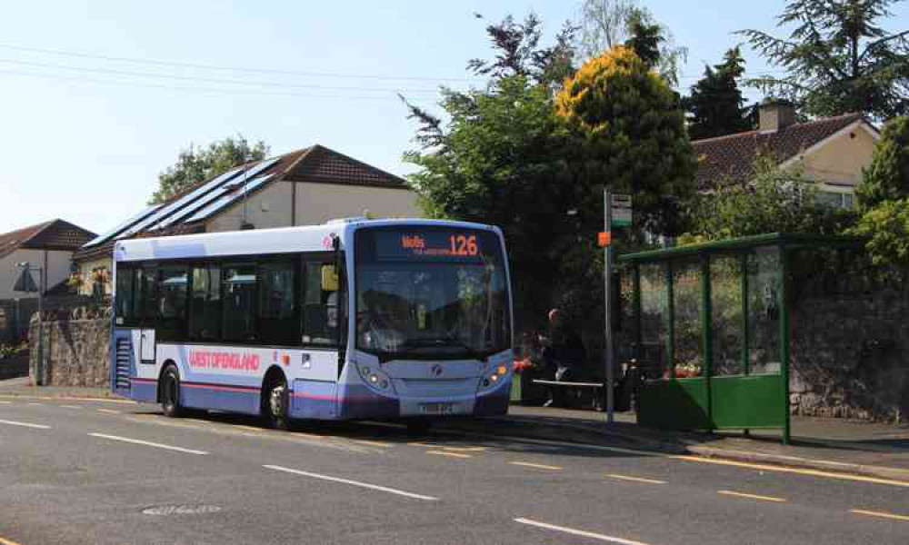 A bus in Tweentown, Cheddar (Photo: Geoff Sheppard)