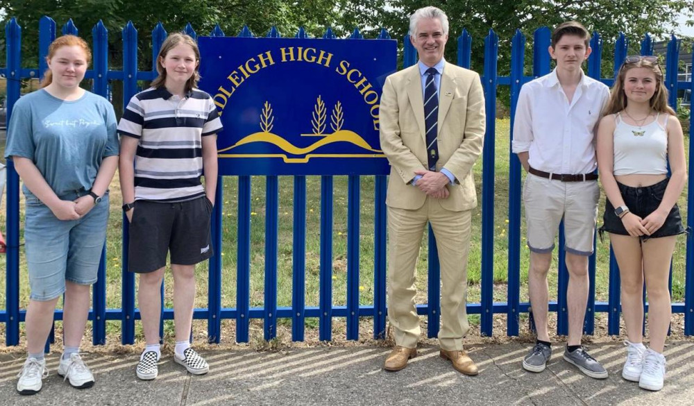 School student Oliver Eggby tackles South Suffolk MP James Cartlidge (Picture: Facebook)