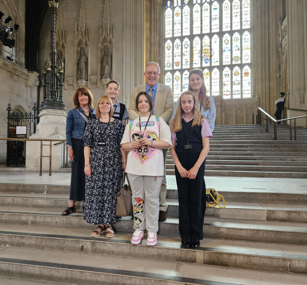 John Baron with his young visitors.