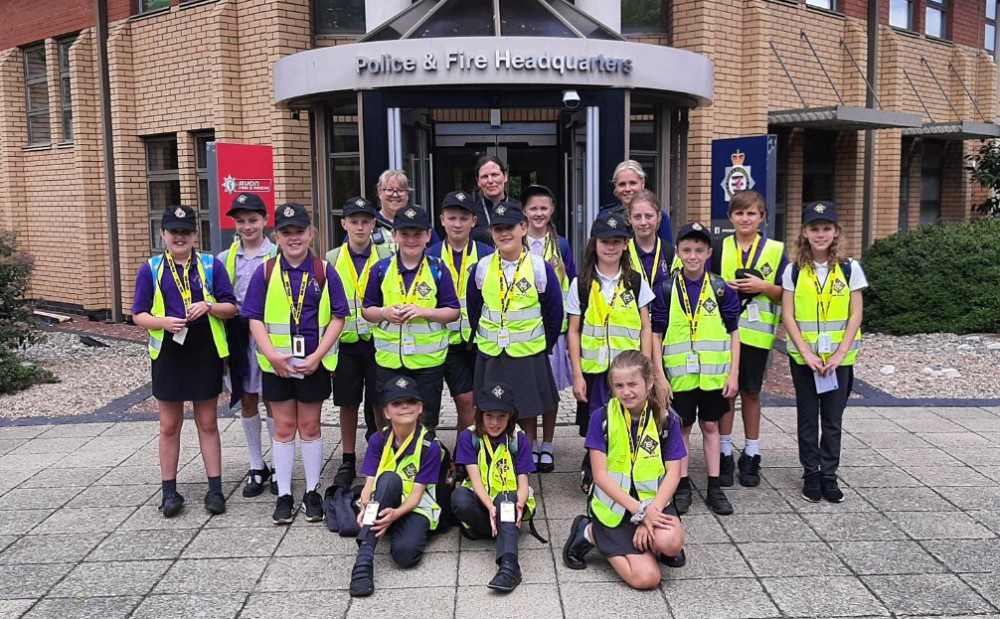 Mini Police from Stoberry Park School at Police and Fire HQ