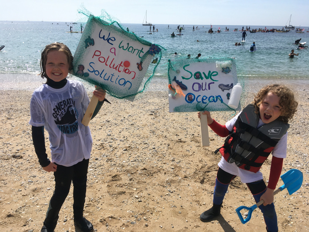 Two young supporters of the SAS mass paddleout at Gyllyngvase Beach, Falmouth (Image: Richard Whitehouse/LDRS) Two young supporters of the SAS mass paddleout at Gyllyngvase Beach, Falmouth (Image: Richard Whitehouse/LDRS)