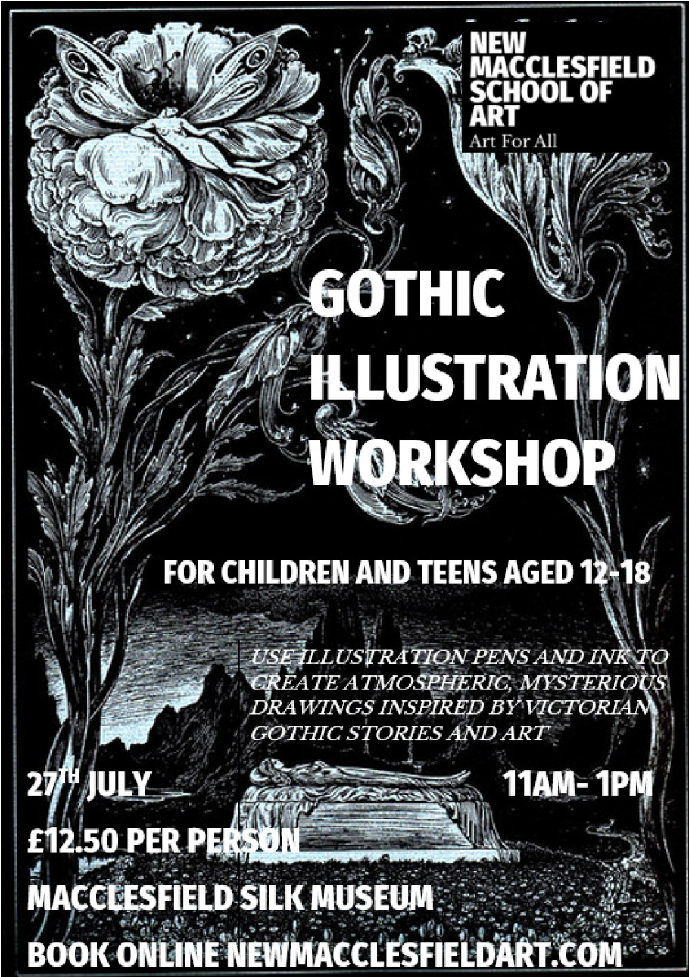 Gothic Illustration drawing class for teens