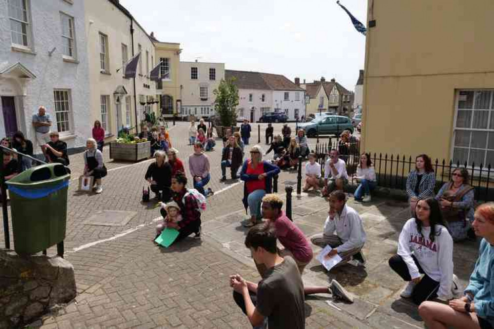 Axbridge residents take the knee (Photo: Sebastian Lloyd)