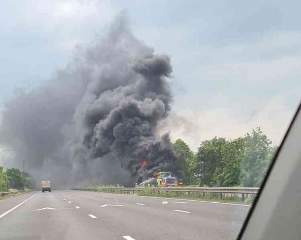 The bus fire on the M5 (Photo: Paul Hovis)