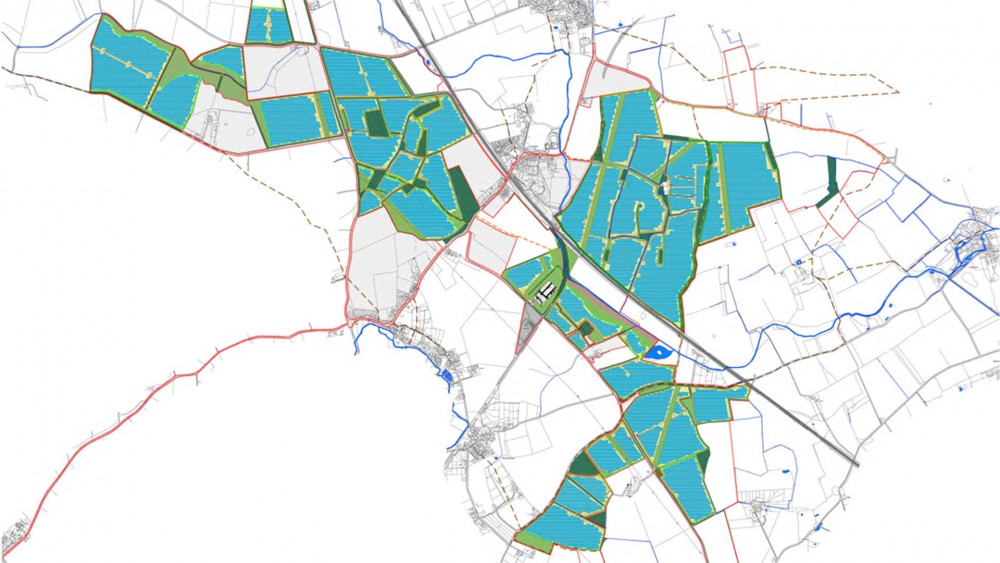 The Mallard Pass Solar Farm would cover 2,175 acres - the size of 1,400 football pitches. Image credit: RCC / SKDC. 