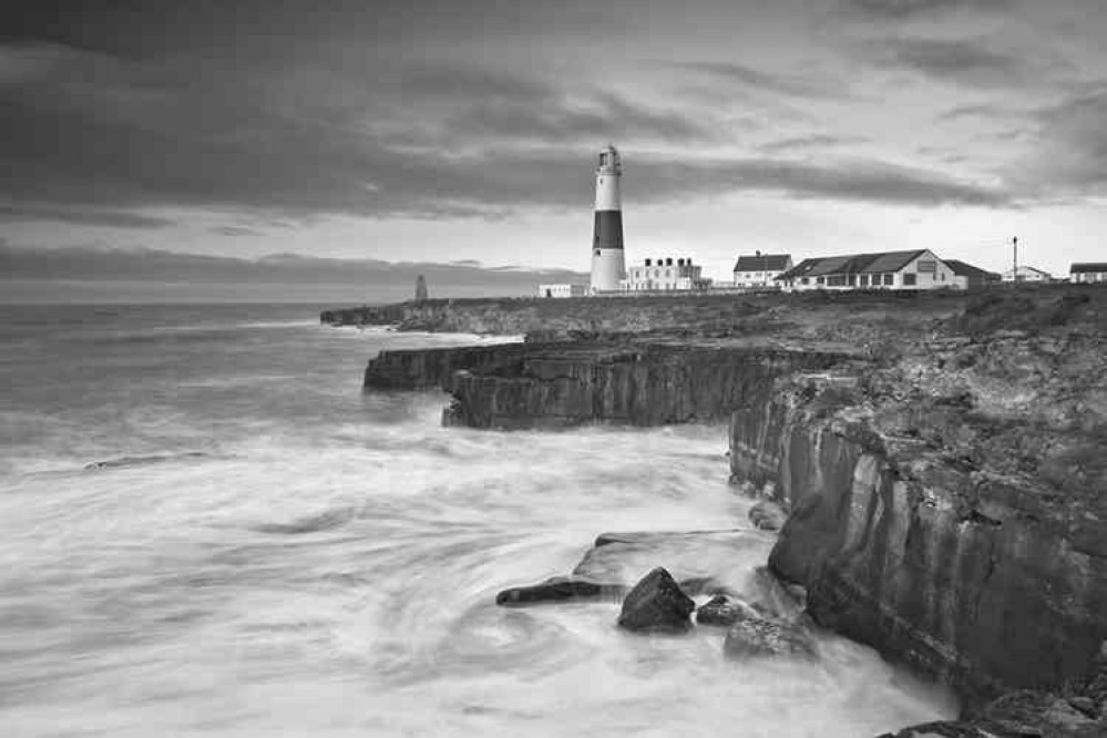 Portland Bill in black and white