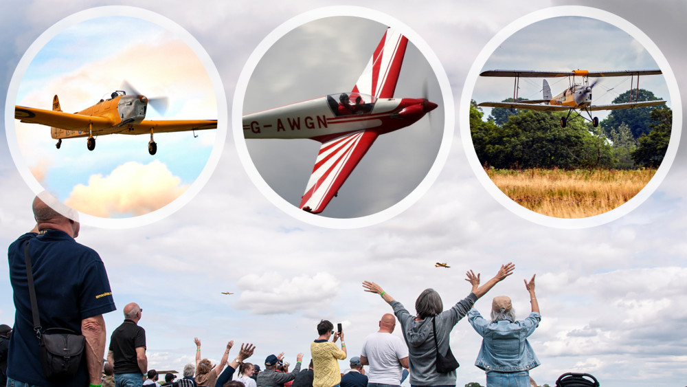 Spectators at Stow Maries watched dozens of historic planes flying overhead, in dramatic displays which celebrated the history of aviation. (Credit: Andrew Critchell, Paul Johnson, and SMGWA. Composite by Ben Shahrabi) Spectators at Stow Maries watched dozens of historic planes flying overhead, in dramatic displays which celebrated the history of aviation. (Credit: Andrew Critchell, Paul Johnson, and SMGWA. Composite by Ben Shahrabi)
