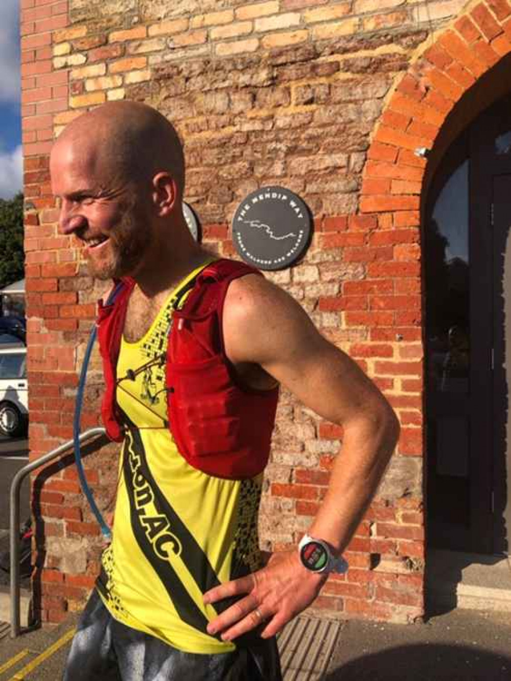 Tom having completed the run in Frome