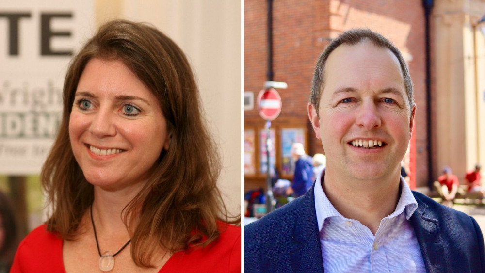 L: Claire Wright (LDRS). R: Richard Foord MP (Nub News/ Will Goddard)