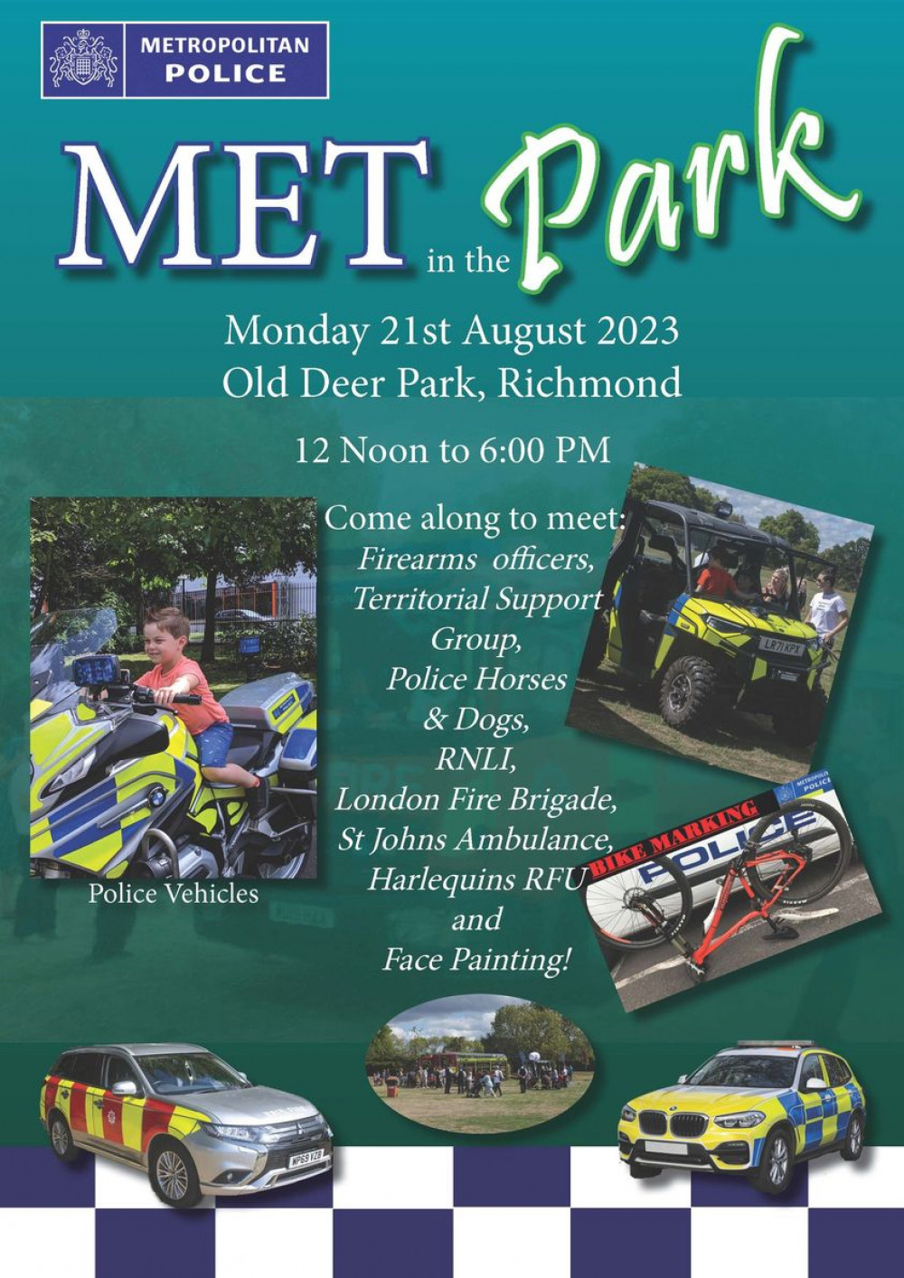 Met in Park is coming to Old Deer Park as a school holiday event for families, however it has run into controversy over the involvement of firearms officers. Met in Park is coming to Old Deer Park as a school holiday event for families, however it has run into controversy over the involvement of firearms officers.