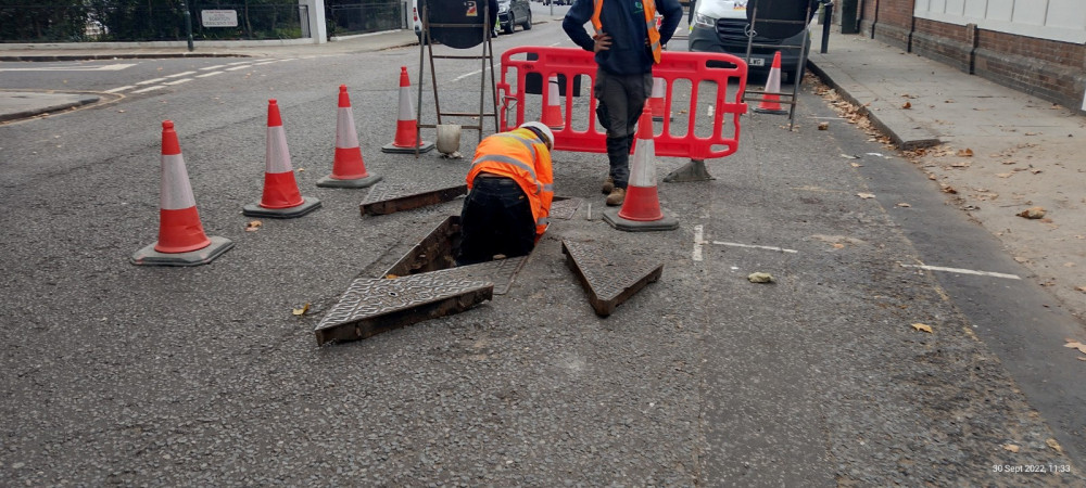 Essential road works on large mains supply causing congestion on Hampton Court Road and Kingston Roundabout. (Photo: Chris Dyer) Essential road works on large mains supply causing congestion on Hampton Court Road and Kingston Roundabout. (Photo: Chris Dyer)