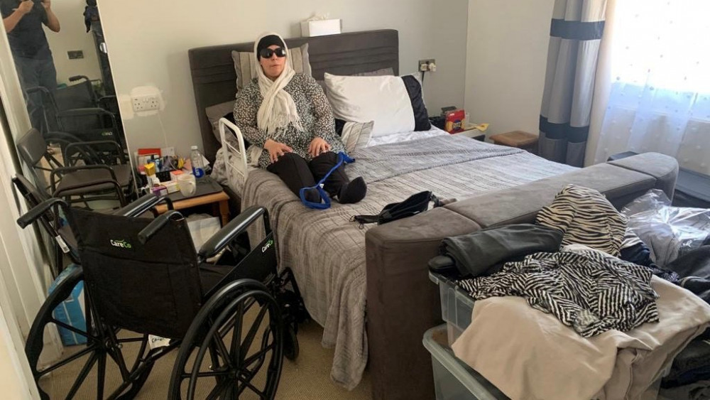 Mother and wheelchair user Hasna has become a prisoner in her own home after suffering a serious neurological disorder. Mother and wheelchair user Hasna has become a prisoner in her own home after suffering a serious neurological disorder.