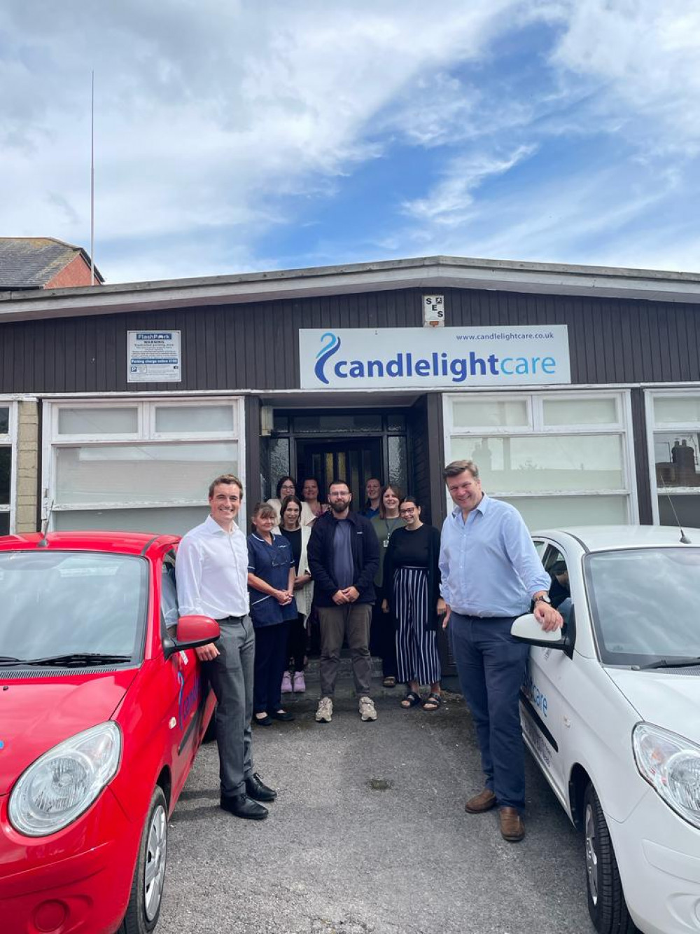 James Heappey MP (right) with James Catley-Day, Managing Director (left) and Candlelight Care staff James Heappey MP (right) with James Catley-Day, Managing Director (left) and Candlelight Care staff