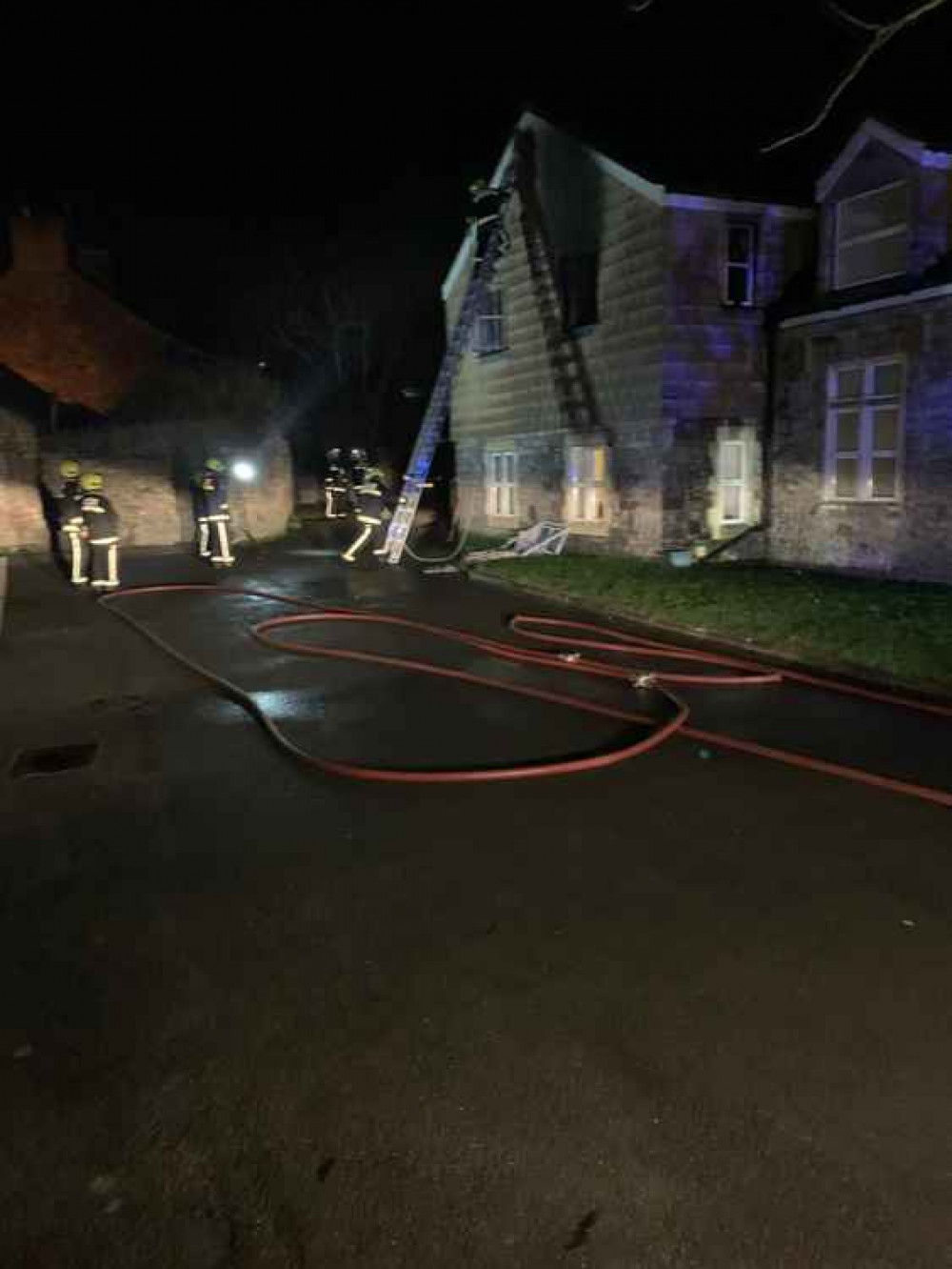 Firefighters at the scene of the fire in Cheddar (Photo: Cheddar Fire Station)