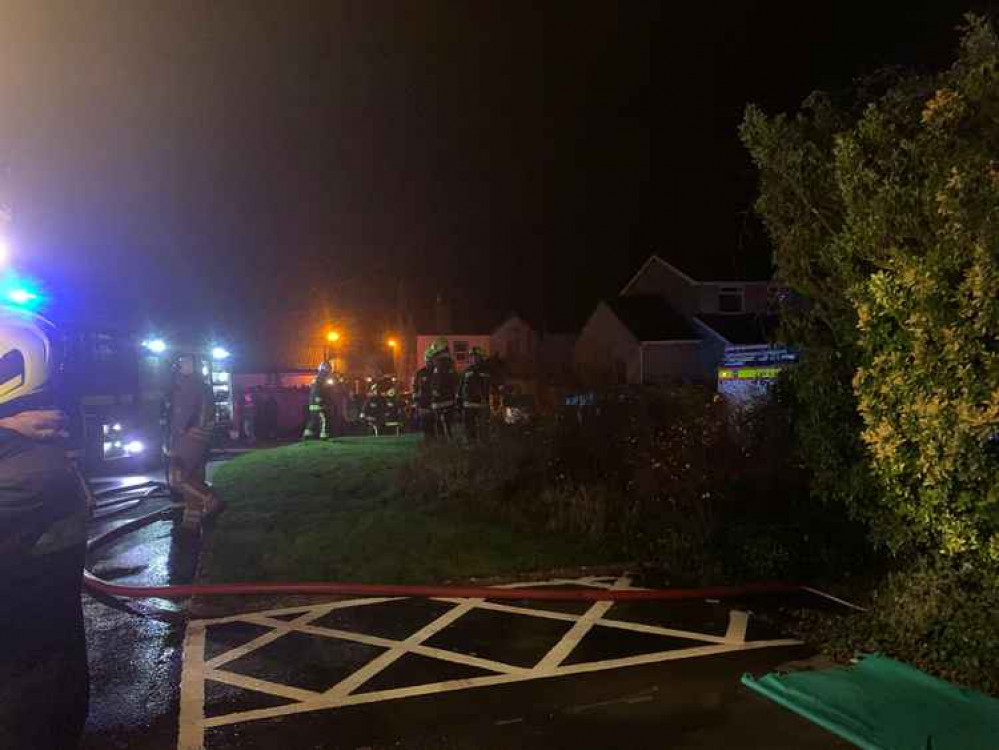 Firefighters at the scene of the fire in Cheddar (Photo: Cheddar Fire Station)