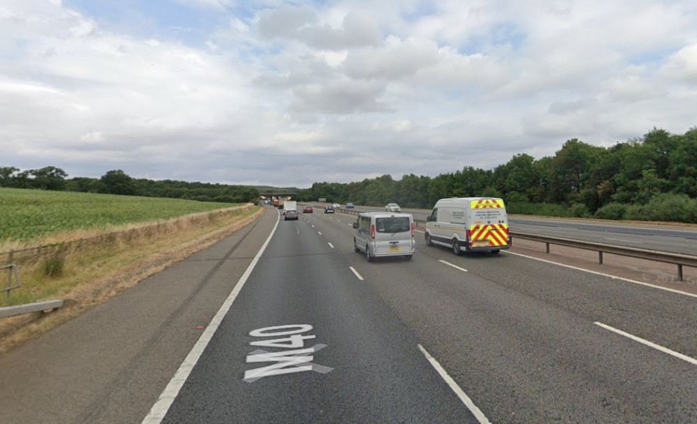 National Highways was warning of 45 minute delays on the M40 (image via google.maps)