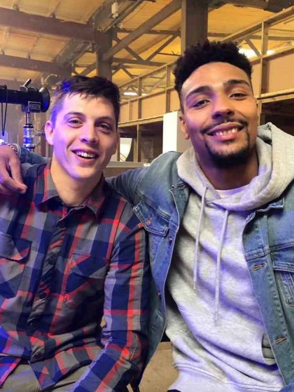 Scott Hamlin (left) with Jordan Banjo from Britain's Got Talent winners Diversity