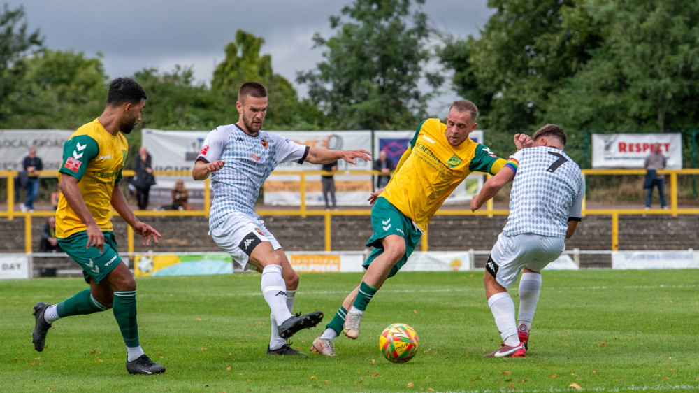 Hitchin Town 2-0 Alvechurch: Canaries soar to clinch heartening victory on opening day at Top Field. CREDIT: PETER ELSE 