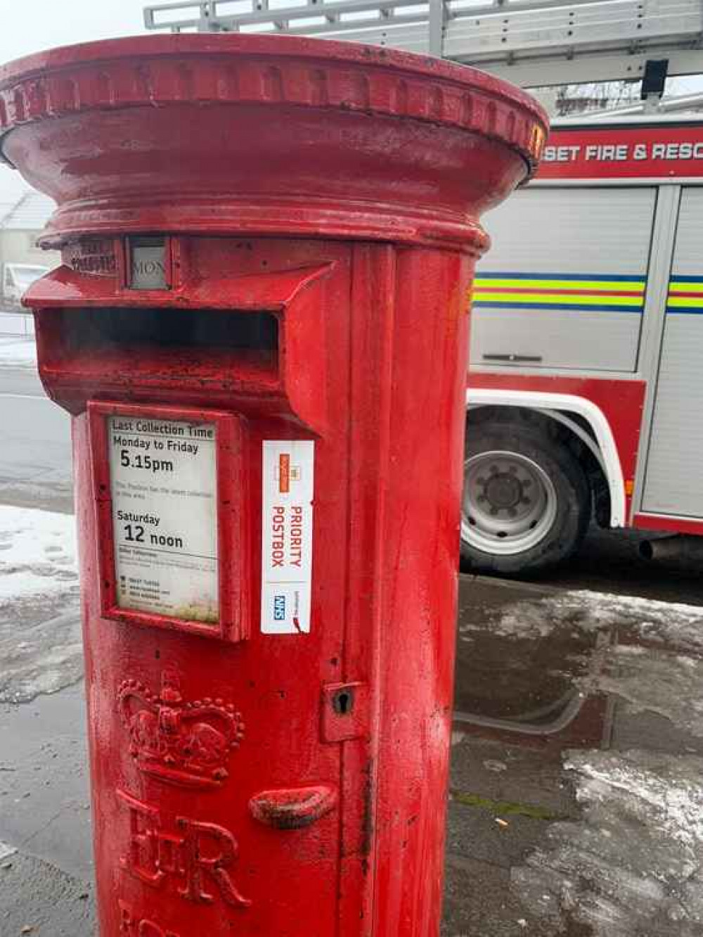 The priority postbox in Cheddar (Photo: Cheddar Fire Station)