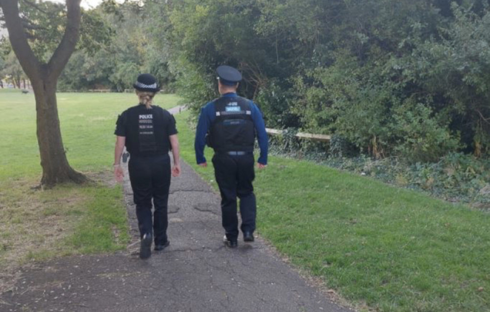 Officers on patrol. Officers on patrol.