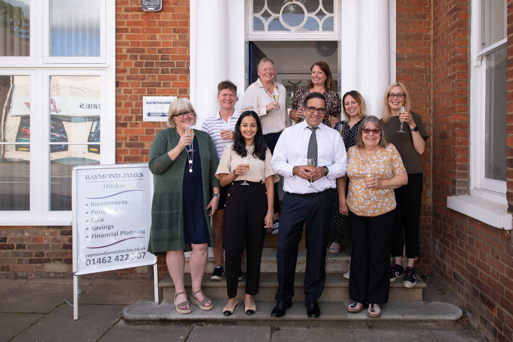 The Raymond James team outside their bigger offices in Paynes Park, Hitchin. CREDIT: Tigz Rice The Raymond James team outside their bigger offices in Paynes Park, Hitchin. CREDIT: Tigz Rice
