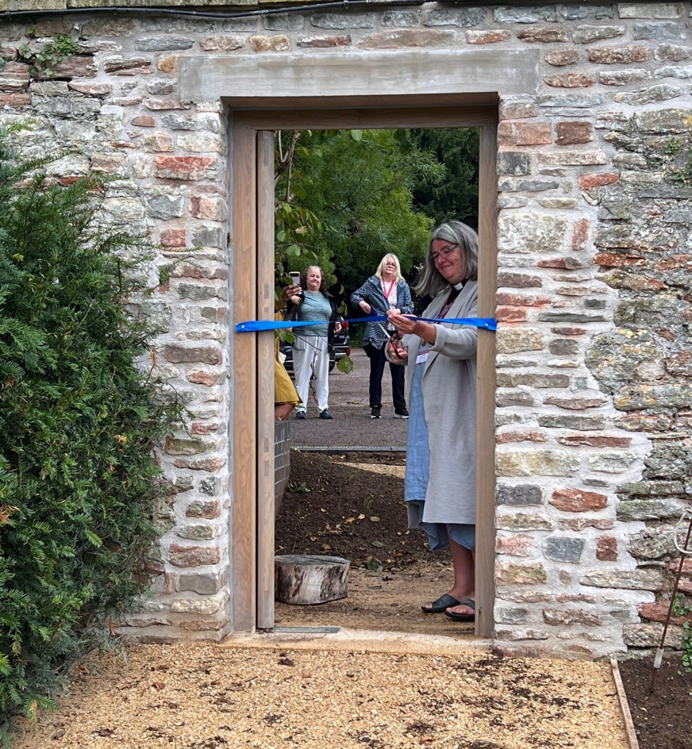 The Rt Revd Ruth Worsley, Bishop of Taunton, led the celebrations by cutting the ribbon to the Palace's new accessible entrance