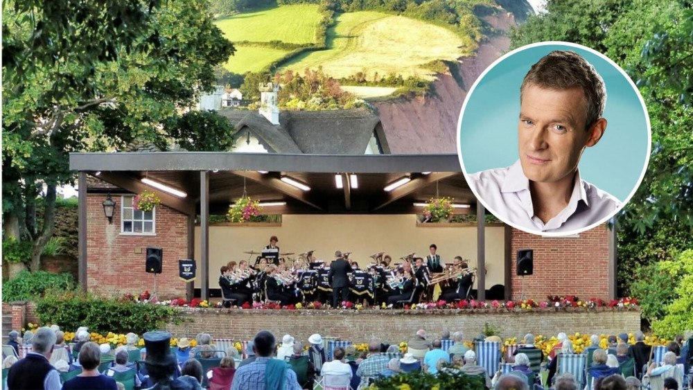 Concert in Connaught Gardens. Inset: Jeremy Vine (Sidmouth Town Band)