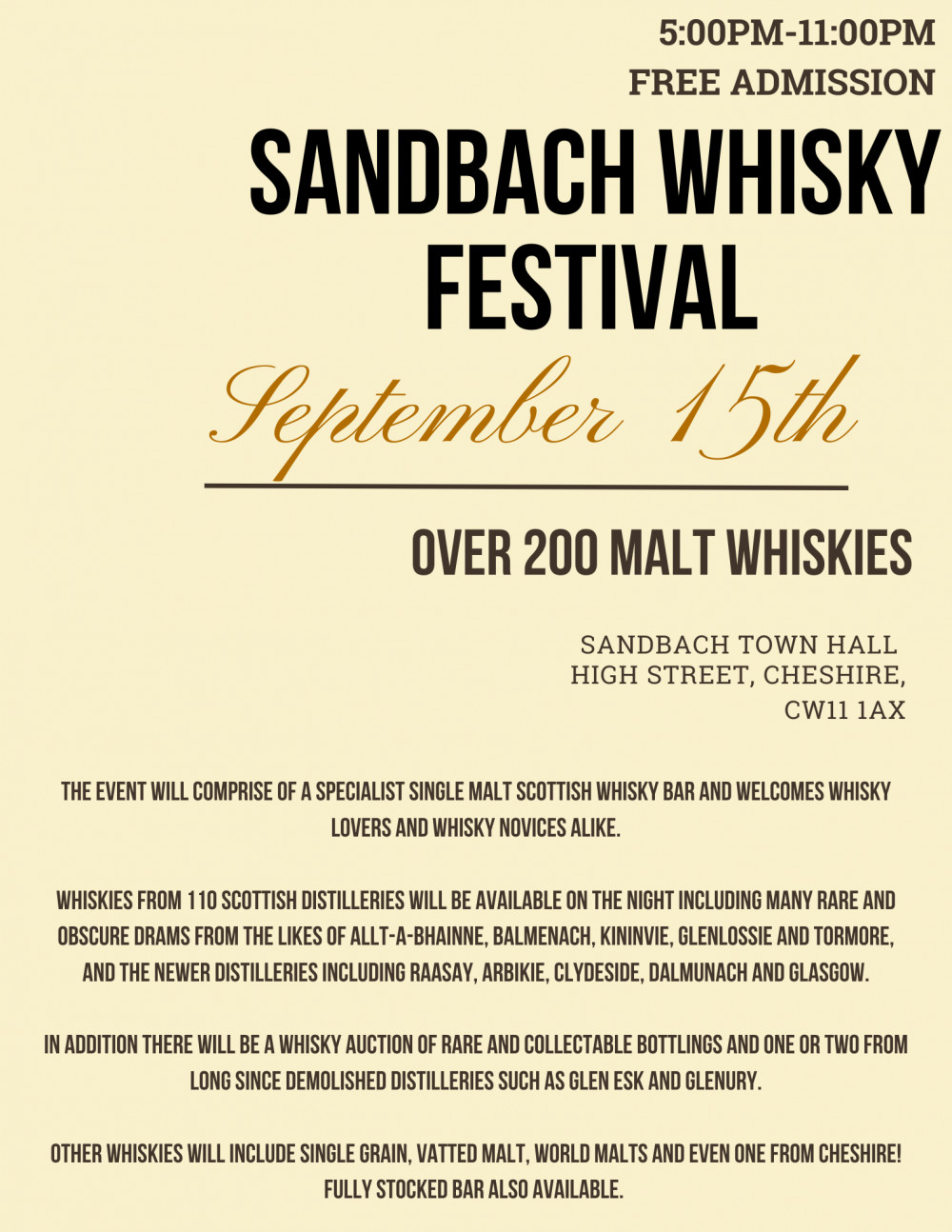 Sandbach Whisky Festival Sandbach Whisky Festival