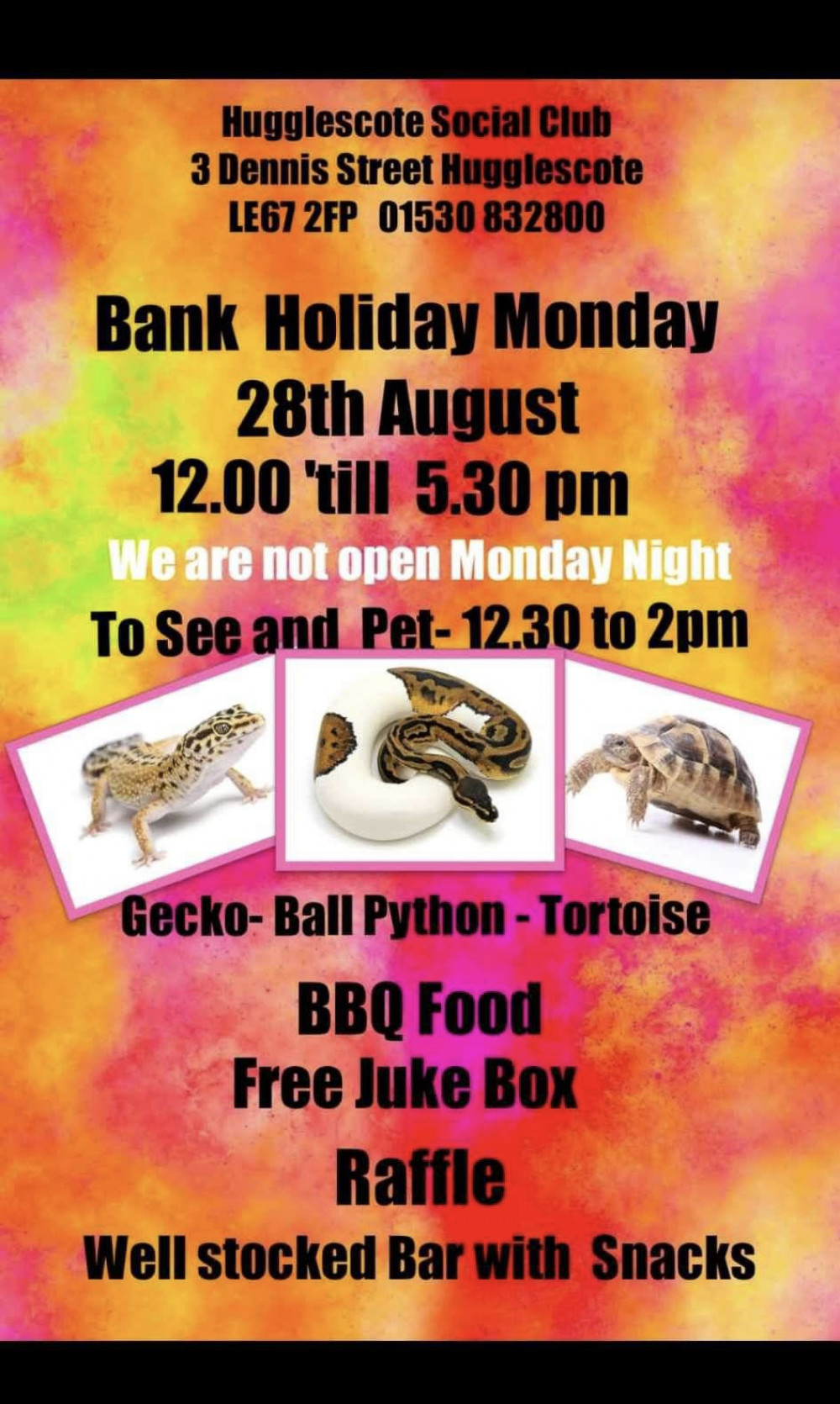 Bank Holiday BBQ at Hugglescote Social Club, Dennis Street, Hugglescote, near Coalville