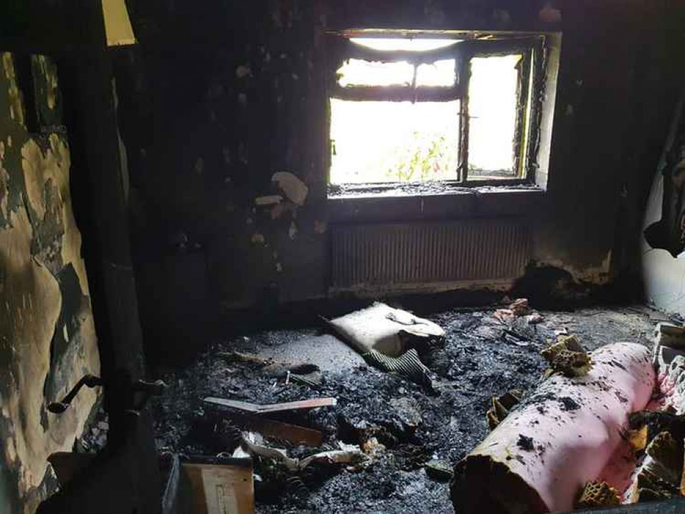 The bedroom following the fire (Photo: Burnham-on-Sea Fire Station)