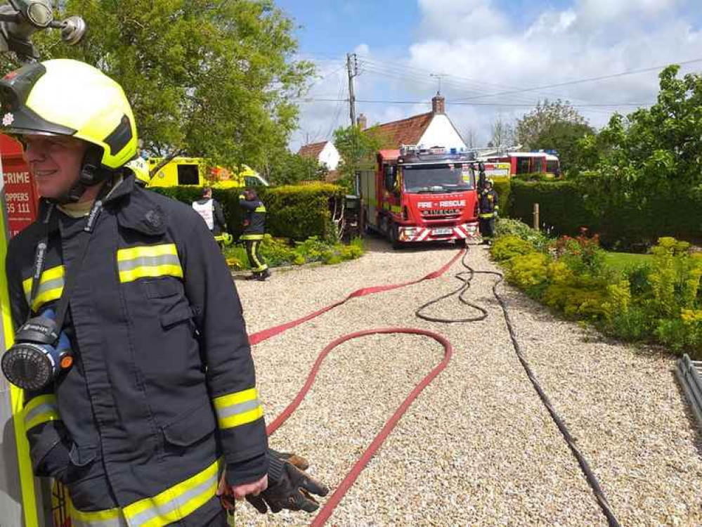 Fire crews at the Mark incident (Photo: Burnham-on-Sea Fire Station)