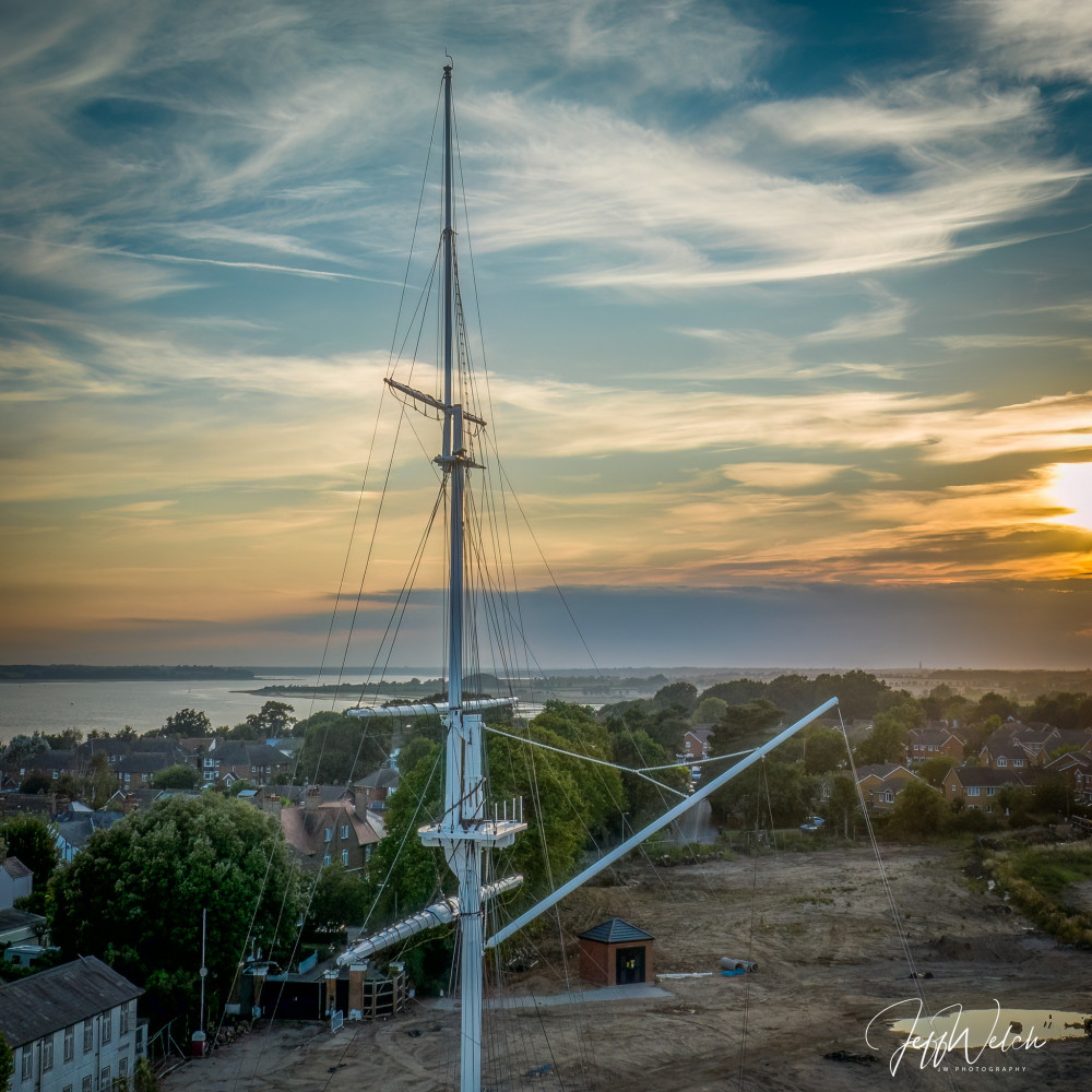 Sunset on restored HMS Ganges mast (Picture: Jeff Welch)