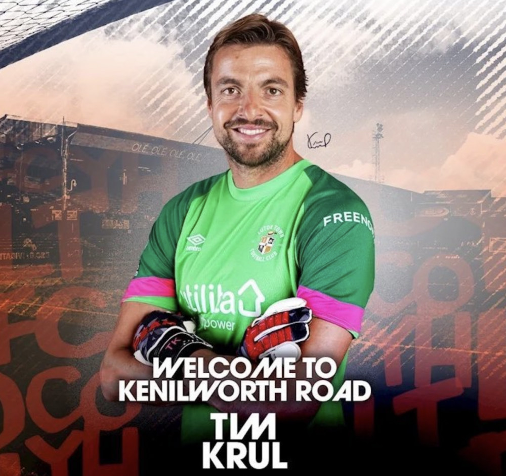 Luton have added to their goalkeepers by landing experienced Dutch goalkeeper Tim Krul from Norwich City. PICTURE CREDIT courtesy of Luton Town