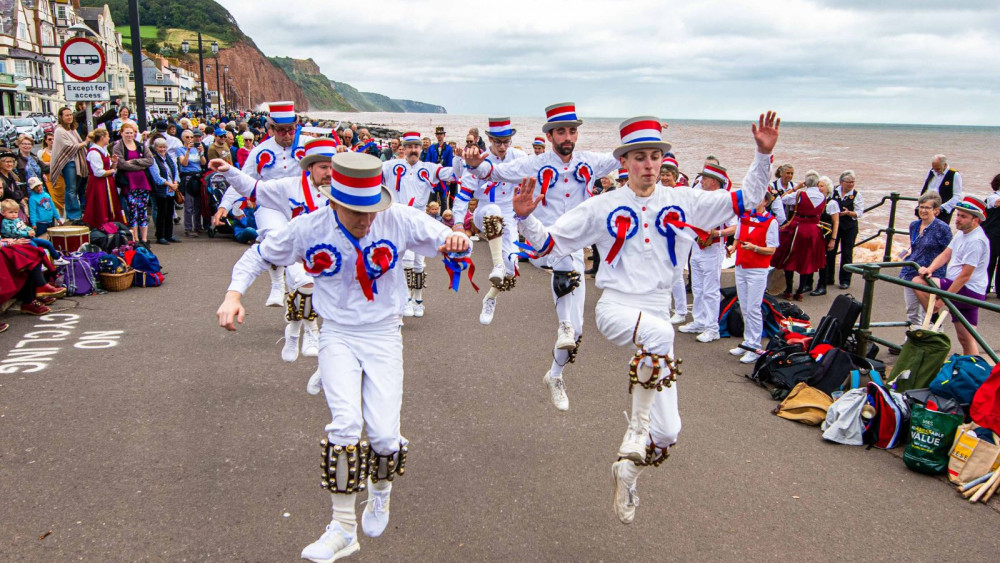 Morris dancers on seafront at Sidmouth Folk Festival 2023 (Kyle Baker Photography)