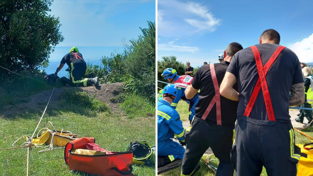 Firefighters and coastguard at the scene (HM Coastguard)