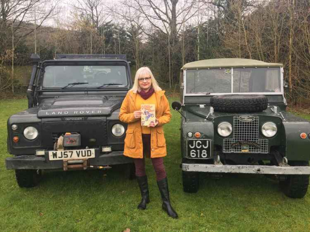 Pauline Tucker with her book Cow In A Crash Helmet