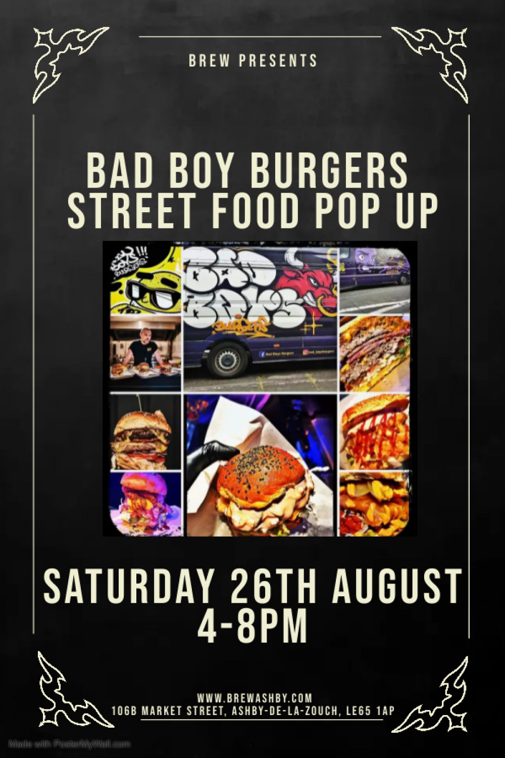 Bad Boy Burgers Street Food Pop Up at Brew, 106B Market Street, Ashby-de-la-Zouch