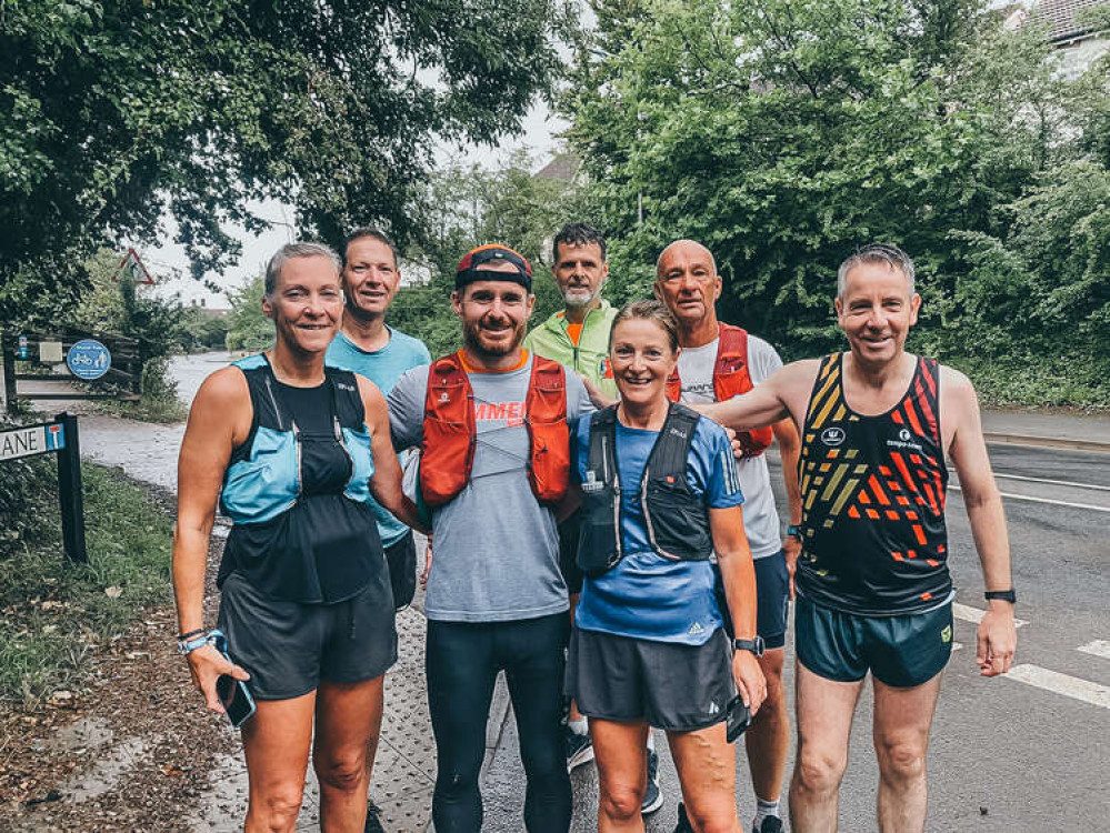 Rhys with local runners from Winscombe, Chew Valley and Bristol on the Strawberry Line at Sandford