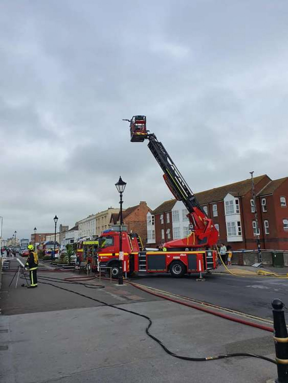 Fire crews in Burnham-on-Sea yesterday (Photo: Burnham-on-Sea Fire Station)