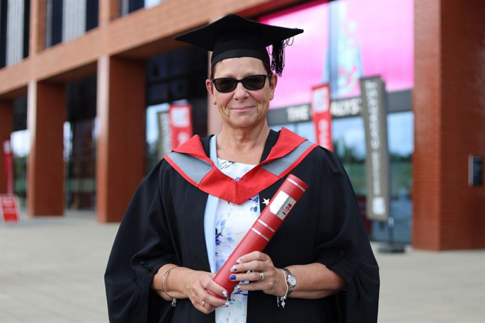 Annette Walklate, 59, from Lightwood, graduated from Staffordshire University this summer (Staffordshire University).