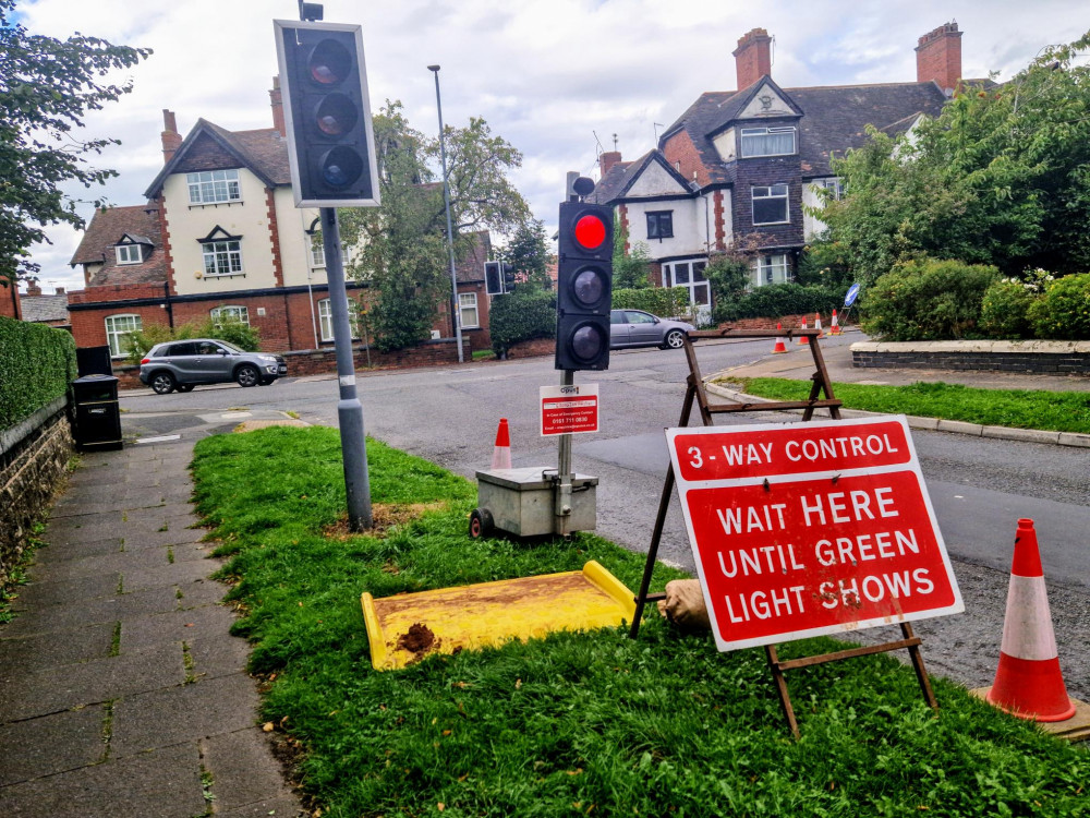 Three-way traffic signals are in place on Nantwich Road and its junction with Salisbury Avenue until midnight on Thursday 31 August (Ryan Parker).