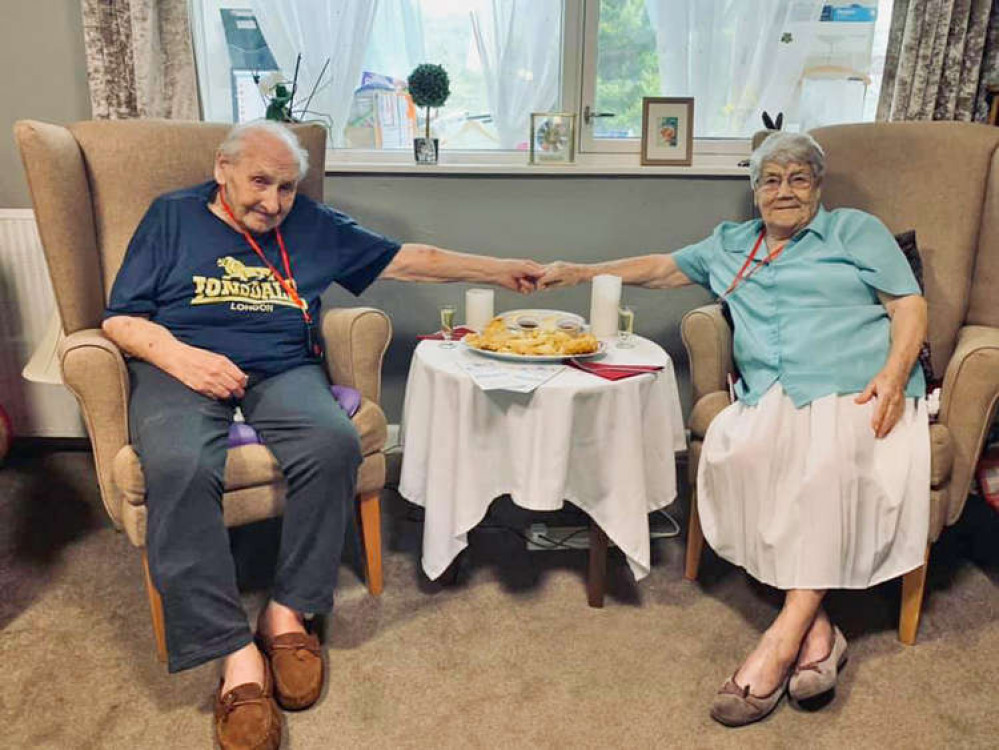 Ron and Pat Binding with their fish and chips