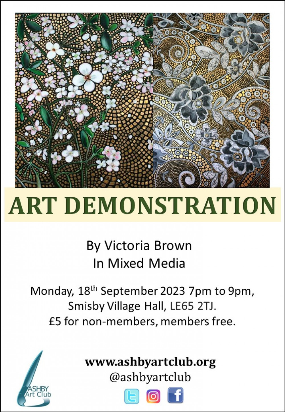 Ashby Art Club: Victoria Brown Mixed Media Demonstration at Smisby Village Hall, near Ashby de la Zouch Ashby Art Club: Victoria Brown Mixed Media Demonstration at Smisby Village Hall, near Ashby de la Zouch