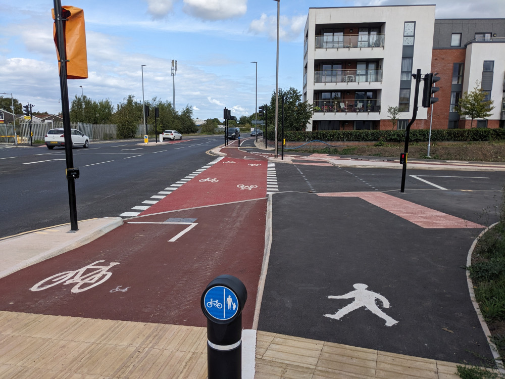 The New Access Road Into The Firepool Regeneration Site In Taunton From The A3087 Trenchard Way. CREDIT: Somerset Council.